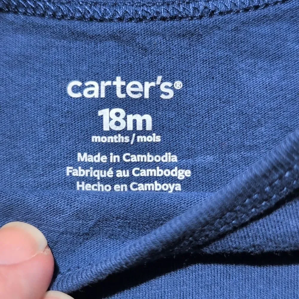 Carter's 18 Month Girls Blue Long Sleeve Gold Glitter She Rex Tee Shirt - Picture 5 of 8